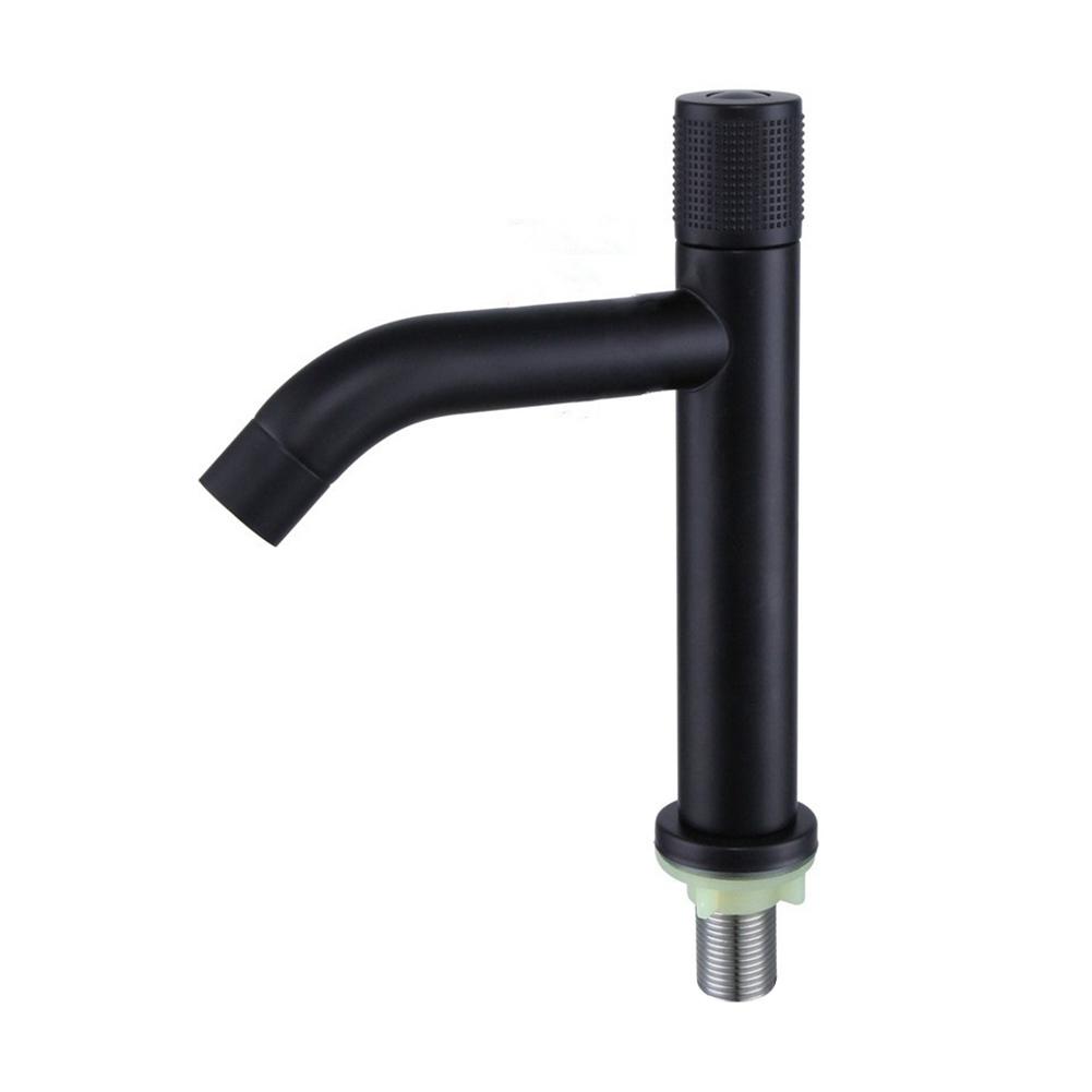 Basin Faucet Single Hole Cold Sink Water Tap Bathroom Cabinet Washbasin Faucet Black Silver Stainless Steel Deck Mounted Faucets