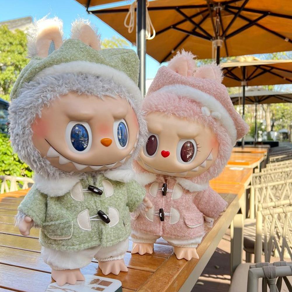 Für 38cm Labubu Puppenkleidung, modische Kleidung, Kapuzenpullover, Puppenkleidung, farblich passende Kapuzenpullover, Puppenzubehör, süße Dekoration, kleine Tücher