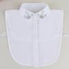 Mote Damer Falsk Krage for Kvinner Chiffon Falsk Krage Rhinestone Lappel Avtakbar Knapp Halvskjorte Bluse Topp