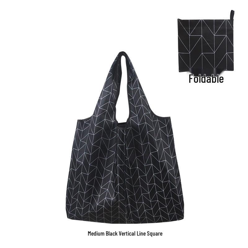 Medium Foldable 210D Oxford Cloth Shopping Bag, Convertible to Shoulder or Handbag, Ideal for Groceries and Camping