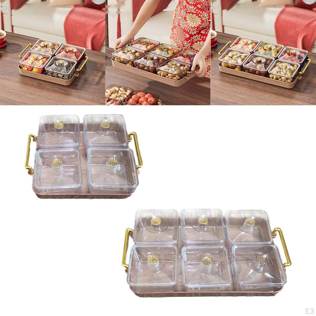 Assiette d'apéritif, plateau de service de noix et de bonbons avec couvercle, bol, plats divisés pour noix sucrées