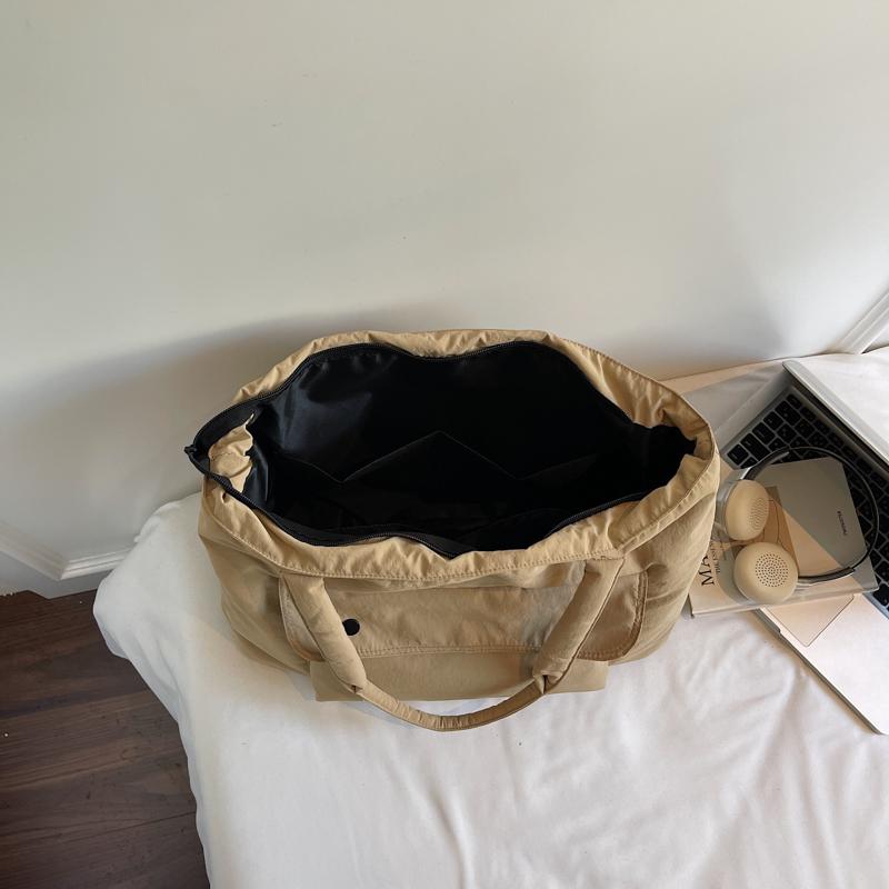 Minimalist Solid Color Tote Bag for Women – Large Capacity Shoulder Bag with Front Pocket – Perfect for Daily Use, Shopping, and School