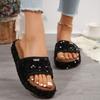 Fashion New Summer Slippers Women Fashion Round Head Open-toe Sequin Cloth Thick Soled Anti-slip Wear-resistant Sandals