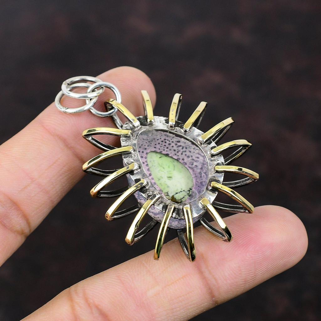 Ciondolo Gabbia Crisoprasio Limone Gioielli Ciondolo Fatto a Mano Ciondolo Argento Sterling 925 Gioielli Placcati Oro 18K Ciondolo Gemma Regalo Per Sposa