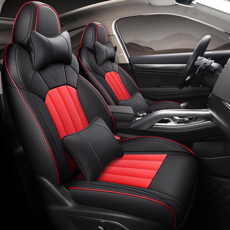 Durable, easy-clean leather steering wheel cover and seat cushion set for Geely Bin Yue.