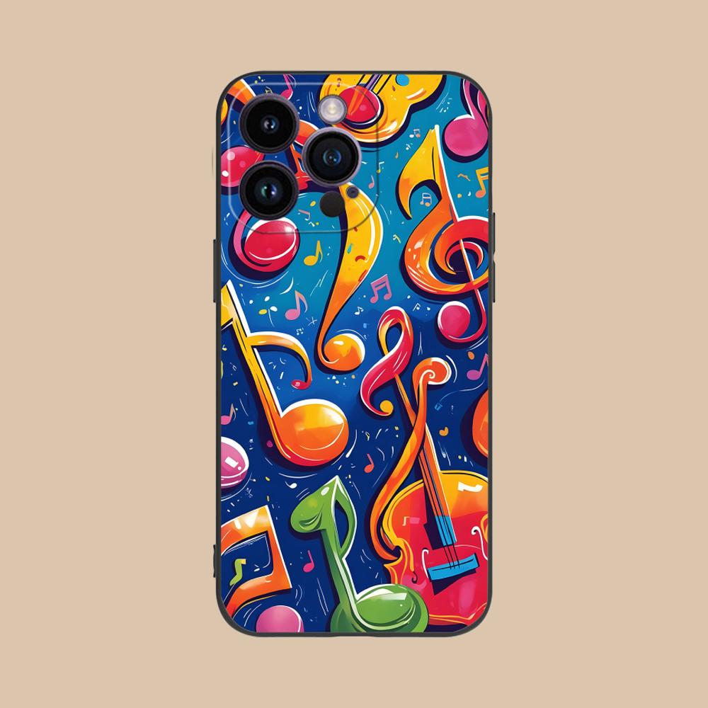 Musical Note Staff Mobile Phone Case for iPhone 17 16 15 14 13 12 11 X XR XS 8 7 Air Pro Max Plus Mini Colorful Cover Luxury