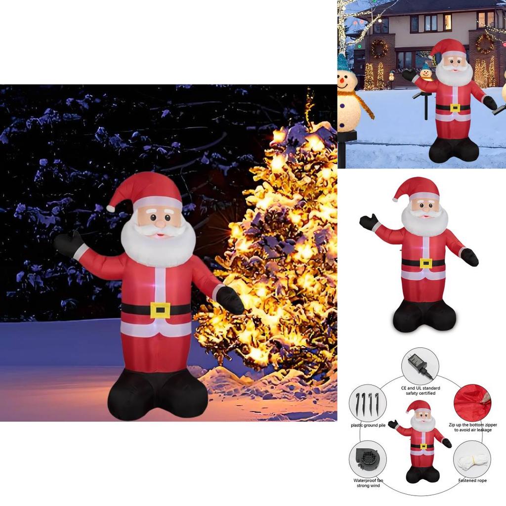 Färgglad Uppblåsbar Jultomte Med LED-lampor För Festlig Utomhusdekoration