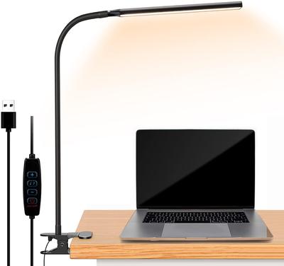LED-bordslampa, Klämlampa, 1300LM, Ultraljus, Mjuk Ljusteknik, Ljusstark men Inte Bländande, USB-driven, 3 Färgtemperaturinställningar, 10 Ljusstyrkenivåer