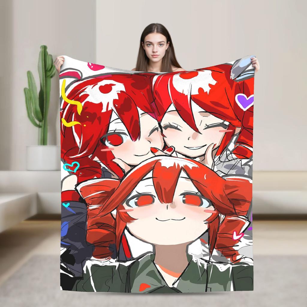 Kasane Teto Triple Twin Cute Blanket Camping Flannel Throw Blanket For Couch Chair Warm Soft Design Quality Bedspread Gift Idea