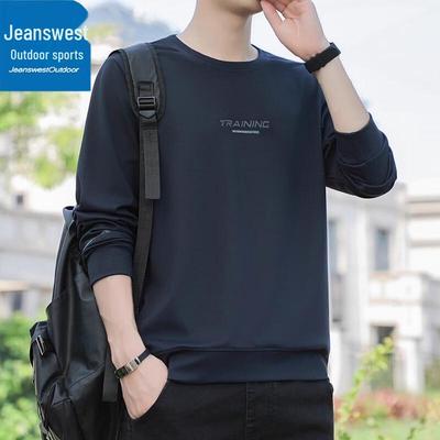 Jeanswest Men's Outdoor Loose Fit Long-sleeved Round Neck Top