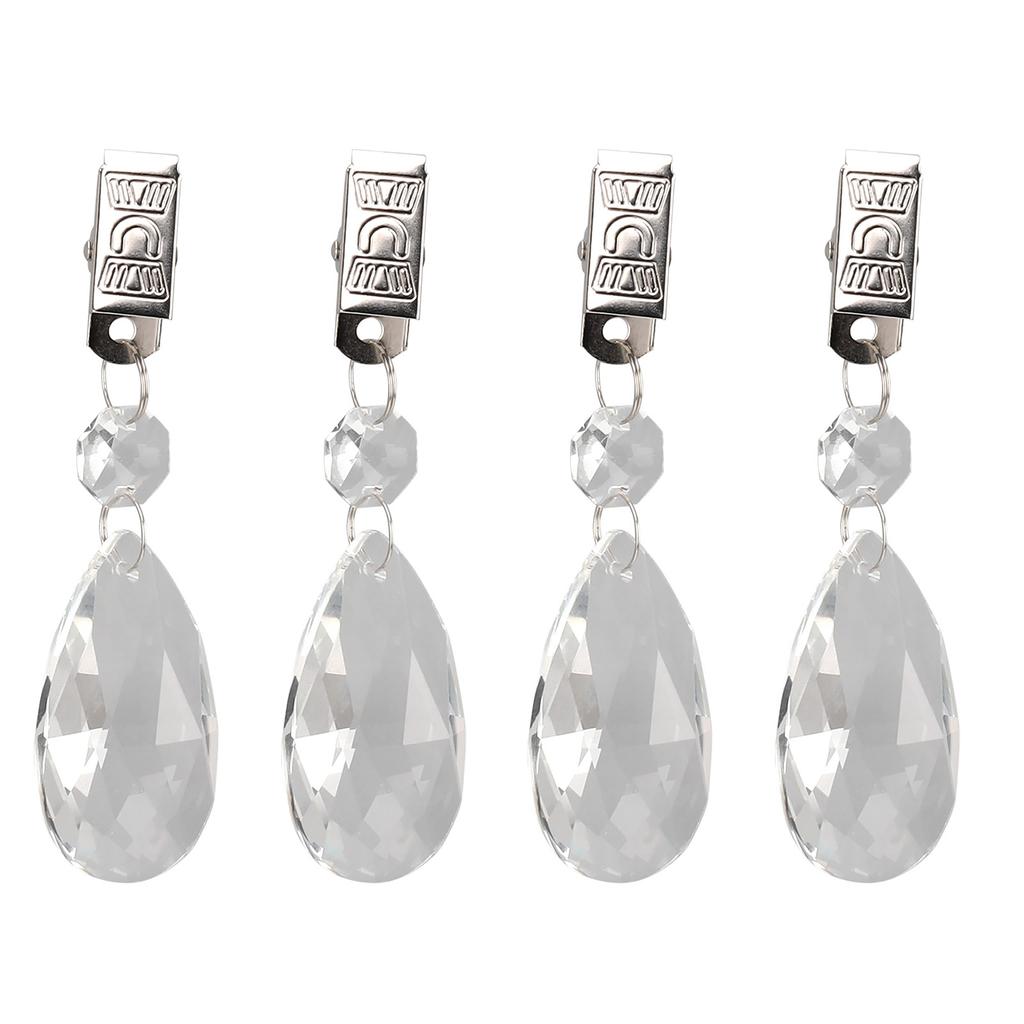 Wassertropfen Tischdeckenbeschwerer mit Metallclip-Set Kristallglas Tropfenprismen Anhänger Tischdeckenbeschwerer für