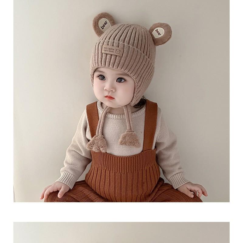 Gorro de Punto para Bebé Niños Pequeños Cálido Protección para Orejas Gorro de Invierno Gorro de Algodón Niños Niñas 6-36 Meses