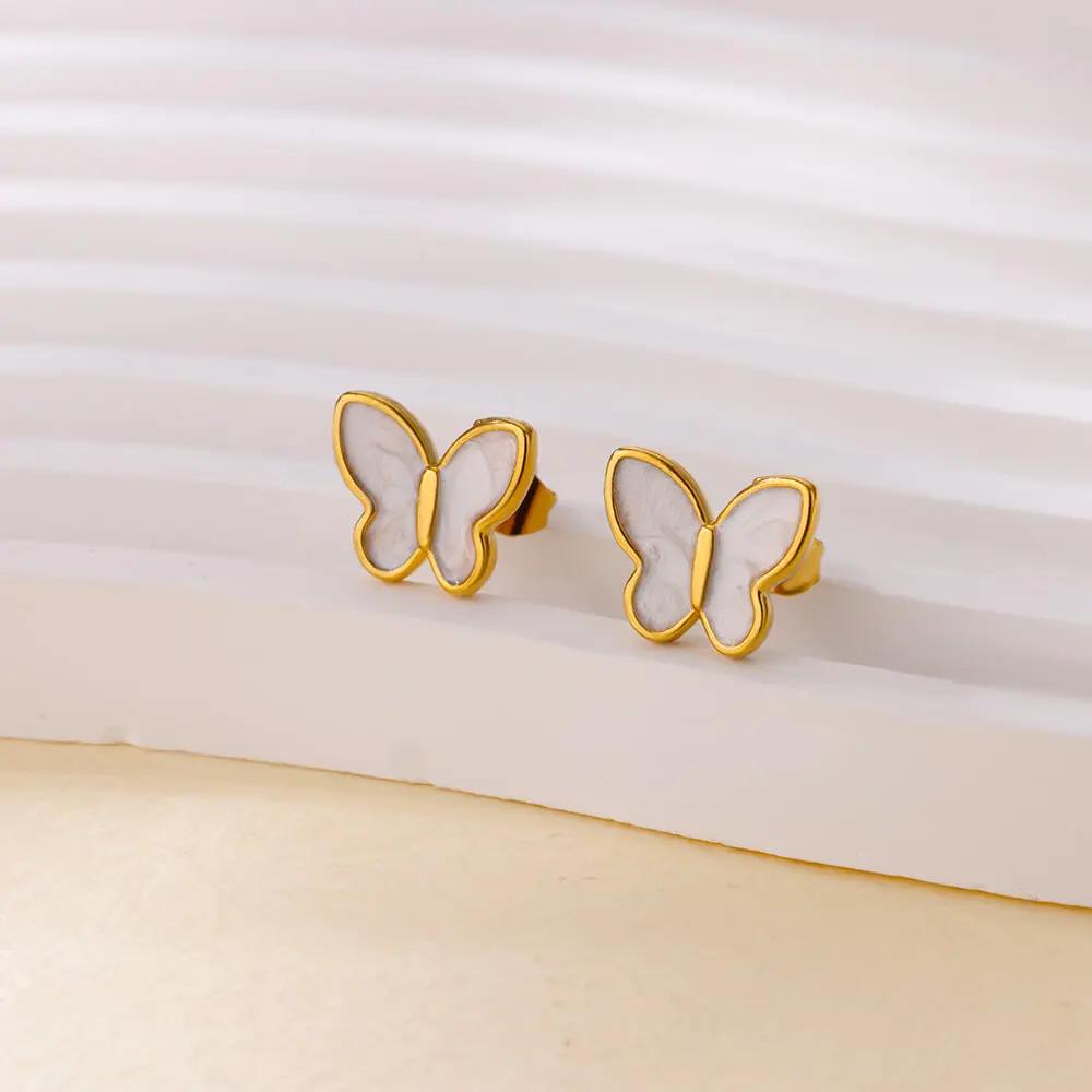 Stainless Steel Enamel Heart Earring New Women Gold Color Earrings Waterproof Wedding Jewelry Party Accessories Designed Gifts