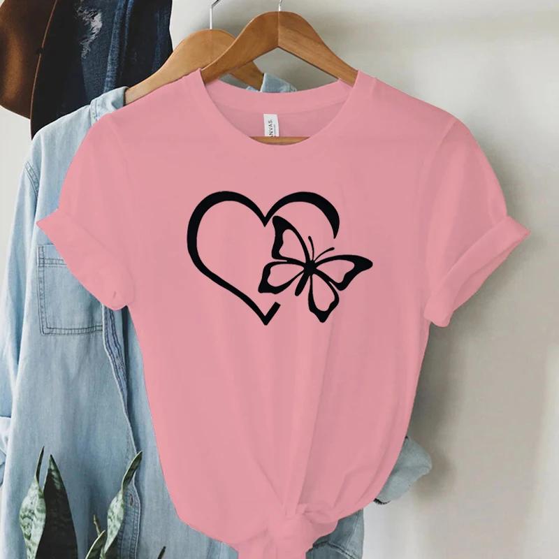 Heart Butterfly Graphic T Shirts Women Funny Hearts Trendy Style Butterfly Lover Gift Womens Tee Shirt Hearts Essential Tops