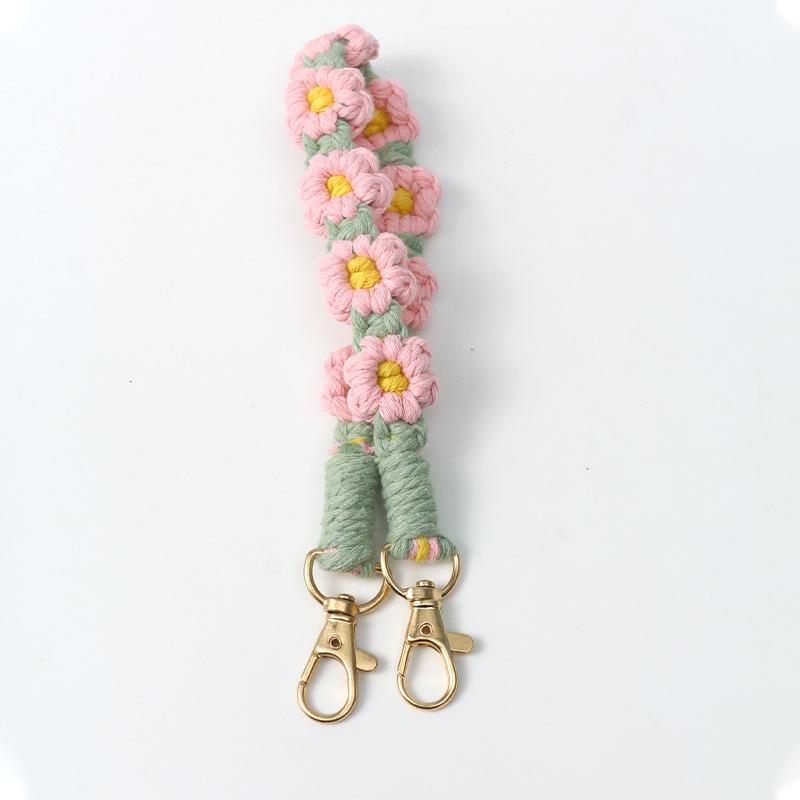 Bohemian Small Daisy Flower Keychain Hand-woven Wrist Rope European and American Bag Pendant