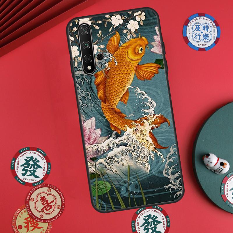 Chinese Koi Fishes For Huawei Nova Y60 Y70 Y90 Y72 Y73 Y61 Y91 7i 8i 11i 12i 12s 9 10 SE P20 P30 P40 Lite Case