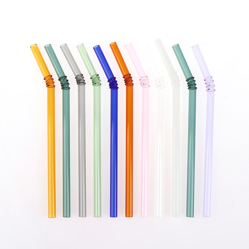 1Pc Reusable Glass Straws Colorful Drinking Straw Eco-Friendly High Borosilicate Glass Straw Party Favors Bar Drinkware