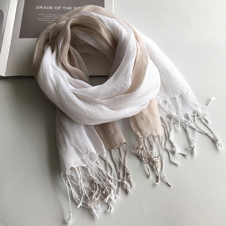 Fashion Creative Scarf Thin Linen Shawl Gradual Change Color Style Pure Linen Women'S Scarf Direct Supply