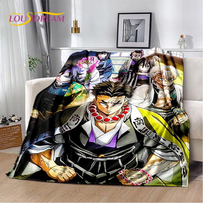 3D Demon Slayer Anime Kamado Nezuko Tanjirou Cartoon Blanket Soft Throw for Home Bedroom Bed Sofa Picnic Cover Child