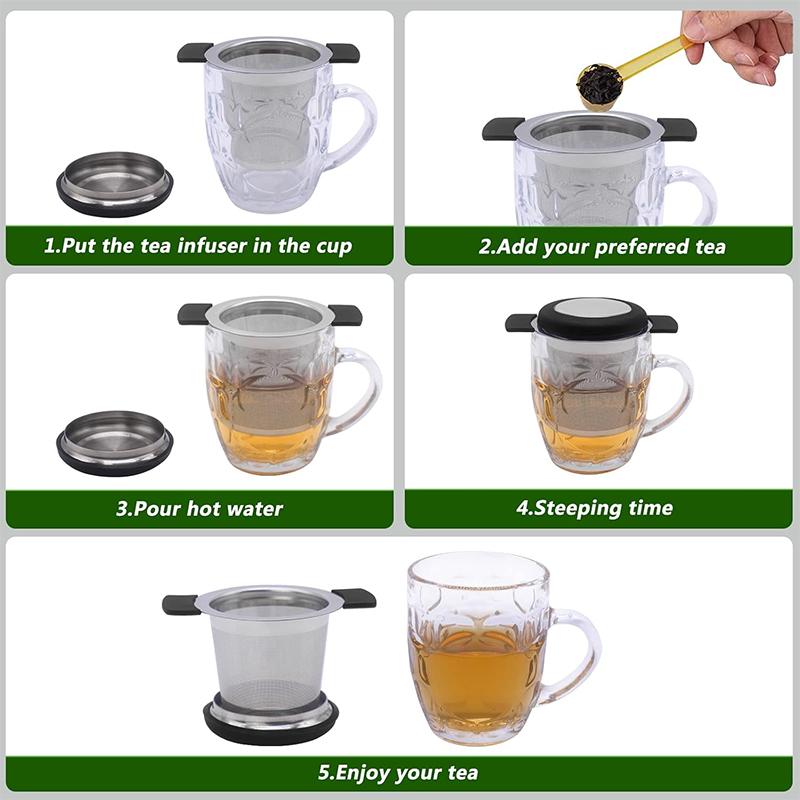 Tea Infuser Basket Stainless Steel Tea Strainer Tea Filter With Small Strainer And Lid Tea Diffuser For Loose JT340