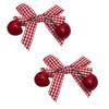 Pack of 2 Checked Bows Cherry Hair Clip with Metal Teeh Grip NonSlip Lovely Barrettes for Girls Women Everyday Wear