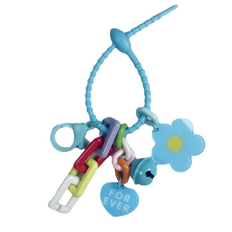 Creative Candy Color Flower Heart Pendant Keychain Cute Small Flower Key Ring Bag Pendant Accessories Purse Accessories