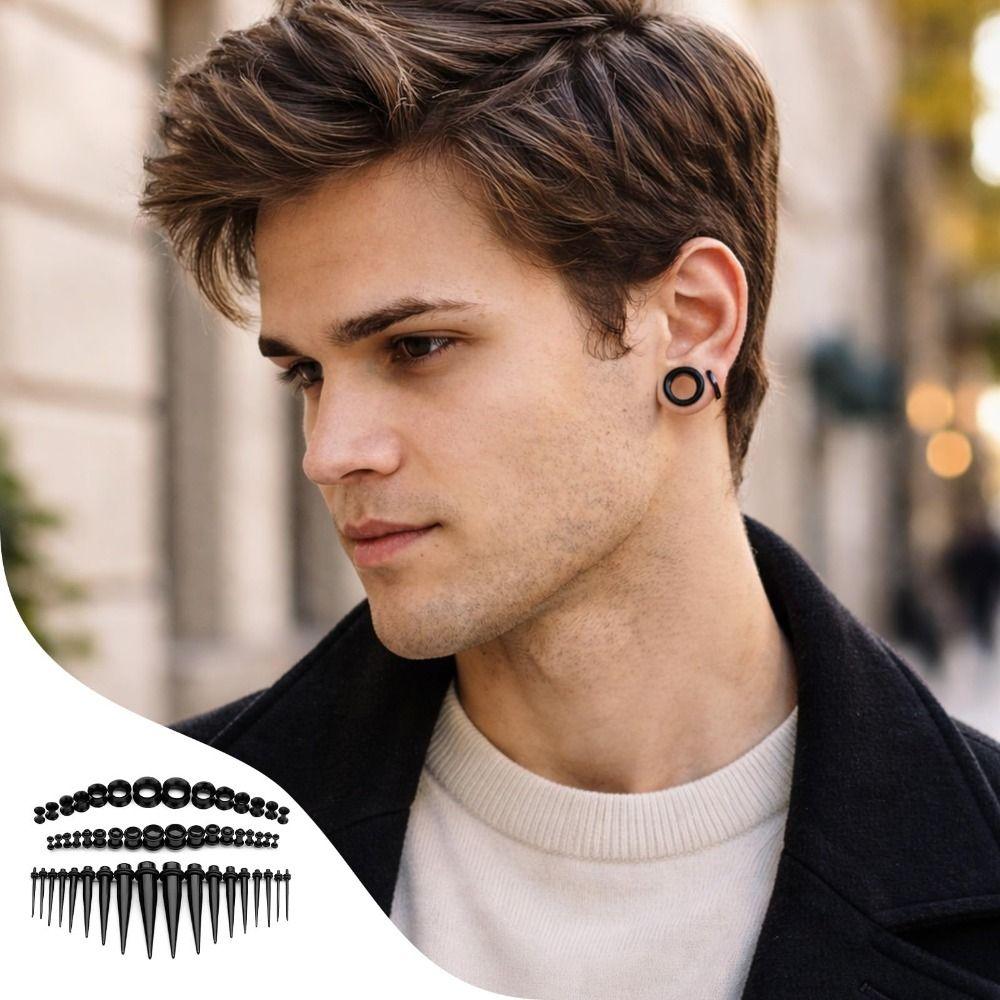 50 Stück Acryl Ohrdehnungs-Set 14G-00G Ohr-Taper Ohr-Dehner Ohr-Tunnel Set Unisex