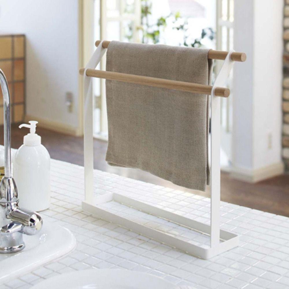 Double Bar Vertical Towel Holder Stable Washcloth Dishcloth Hanger Towel Drying Rack  for Home