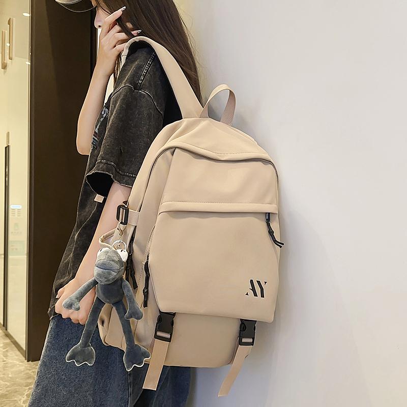 Student Schoolbag Couple Solid Color Backpack Lightweight Large Capacity Backpack