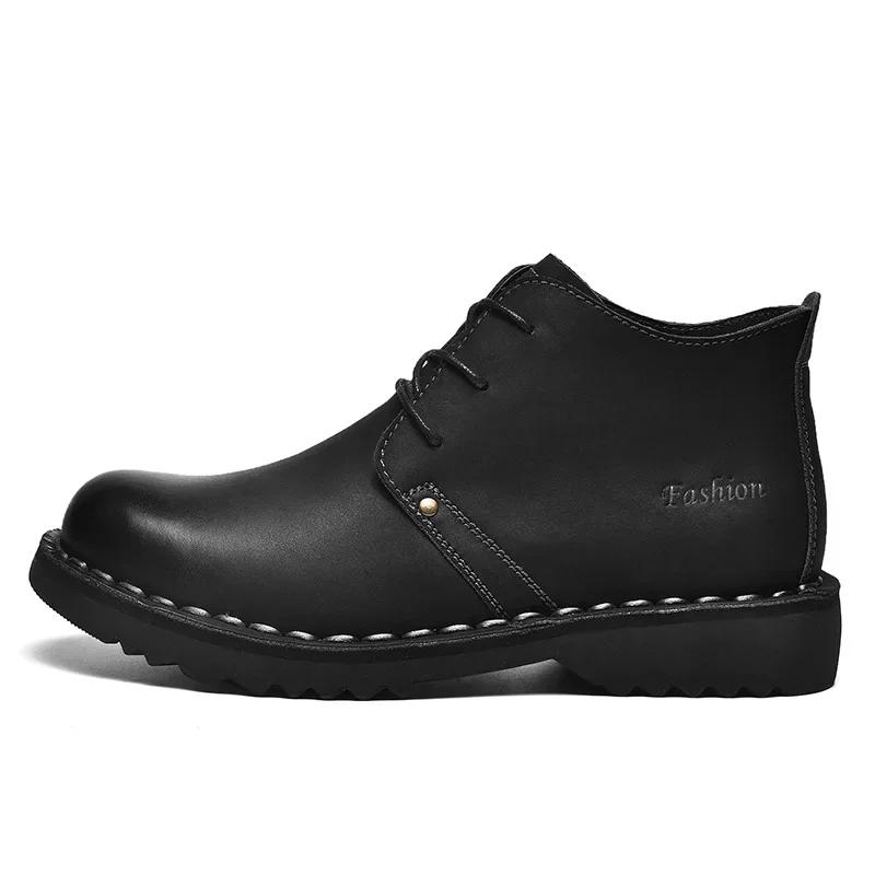 Fashion Tooling Boots for Men Retro Leather Shoes Comfortable Platform Leisure Flats Classics Outdoor Leisure Men's Boots Zapatillas