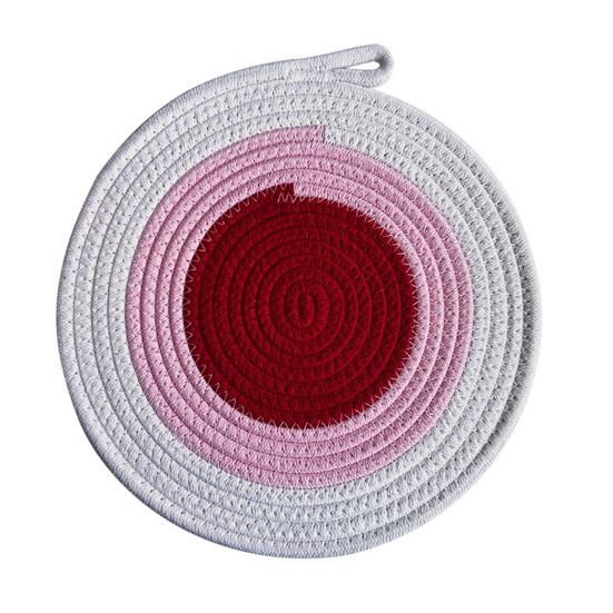 Cotton Rope Coaster, Color Block Heat Insulation Mat for Table, Thickened Potholder for Hot Dishes, Farmhouse Cup Mat
