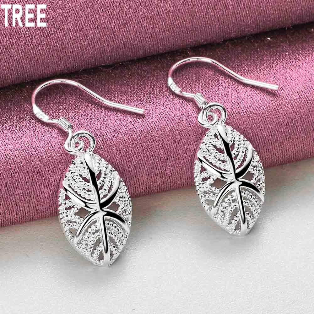 925 Sterling Silber Blatt Anhänger Piercing Ohrringe Mode Hochzeit Schmuck