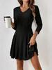 Popular dress European and American early autumn dress A-shaped version knitted long-sleeved temperament elegant style