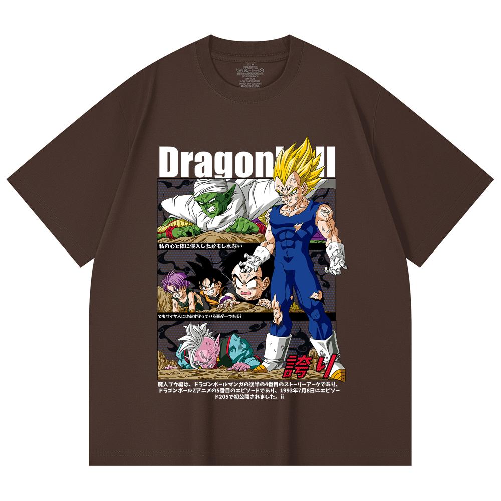 230 Gsm 100% Cotton Dragon Ball V6 Majin Vegeta Print Unisex Heavy Cotton T Shirt