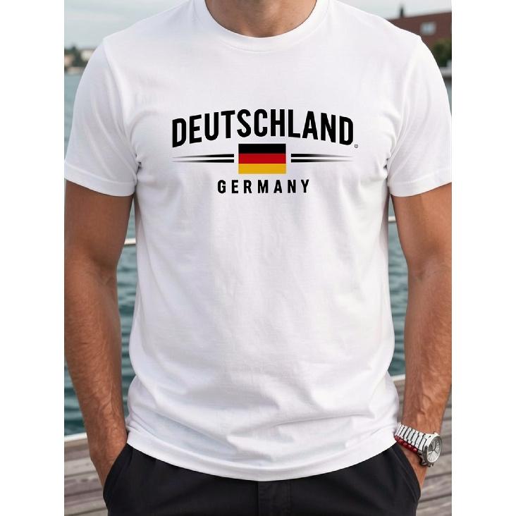 Men's Deutschland Germany Flag Graphic Tee Short Sleeve Crew Neck Cotton Soft Fit Casual Wear Summer Travel Street Style