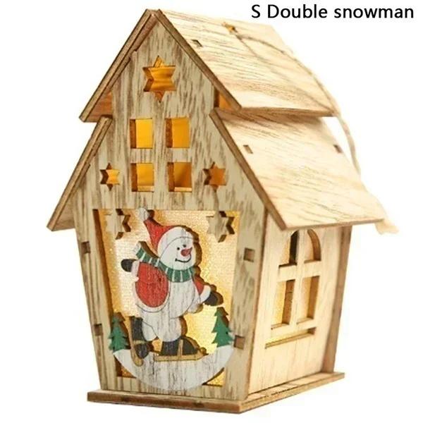 Christmas Style Wooden House Led Lights New Creative Assembly Small House Decoration Luminous Color Cabin Accessories Decoration