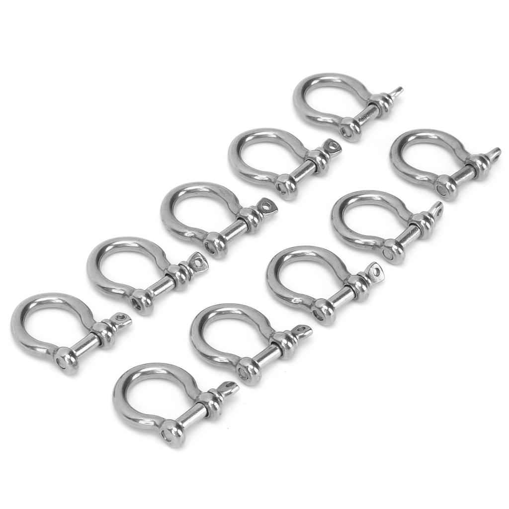 10pcs Bow Shackle Stainless Steel High Hardness D Ring Anchor for Camping Hiking Outdoor Sports(M4 60kg Load )