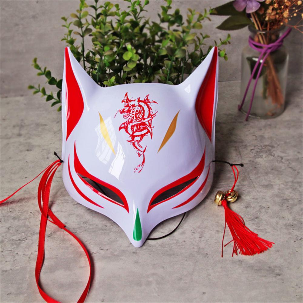 Half Face  Mask Hand-painted Fashion Mask Halloween Masquerade Party Tassels Anime Fox Mask For Costume Parties Anime