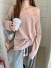 Early Autumn Korean Style Loose Striped Raglan Off-Shoulder Cotton Long Sleeve Women's Top
