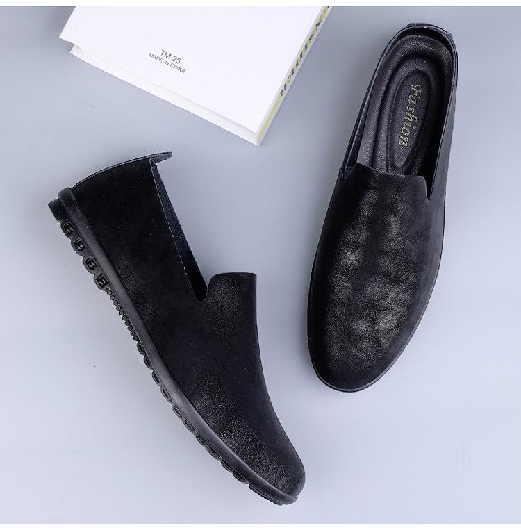 Bean Bean Men's Cowhide Slip-On Casual Leather Shoes