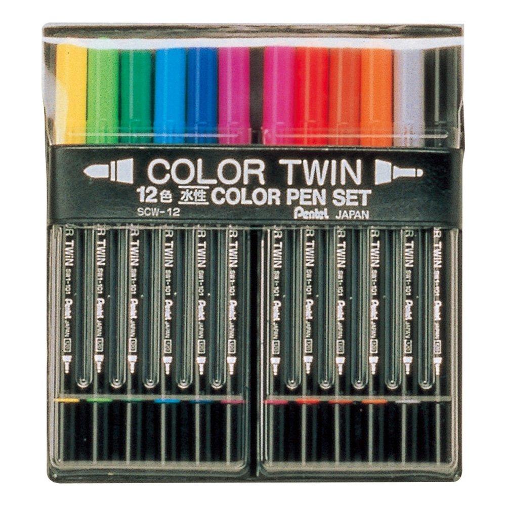 

Pentel Pen Set Color Twin 12 Color Set на водной основе SCW-12