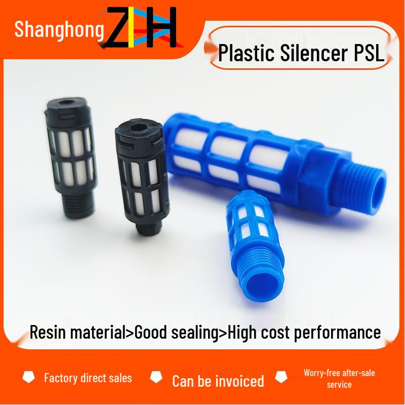 Pneumatic Solenoid Valve Silent Exhaust Silencer - High Pressure Gas, Plastic/Flat/Long Head Options