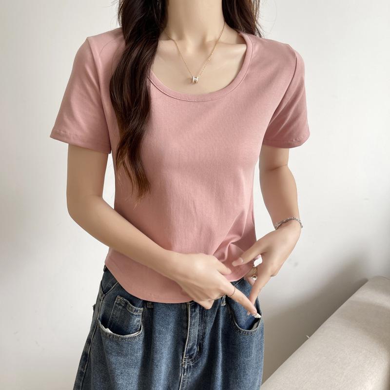 2026 Summer New Slim Fit V-Neck Short-Sleeve T-Shirt for Petite Women