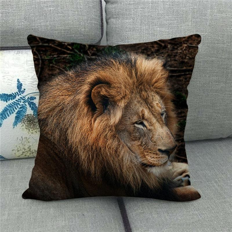 Tiger and Lion Print Pattern Cushion Cover Pillowcase Home Living Room Sofa Bedroom Decorative Pillowcase