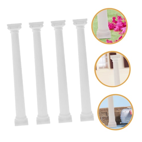 CAXUSD 4-Piece Roman Column Model, White Roman Column, Column Planter, Pillar Sculpture, Garden Roman Column Statue, Aquarium Roman Column, Roman Colu