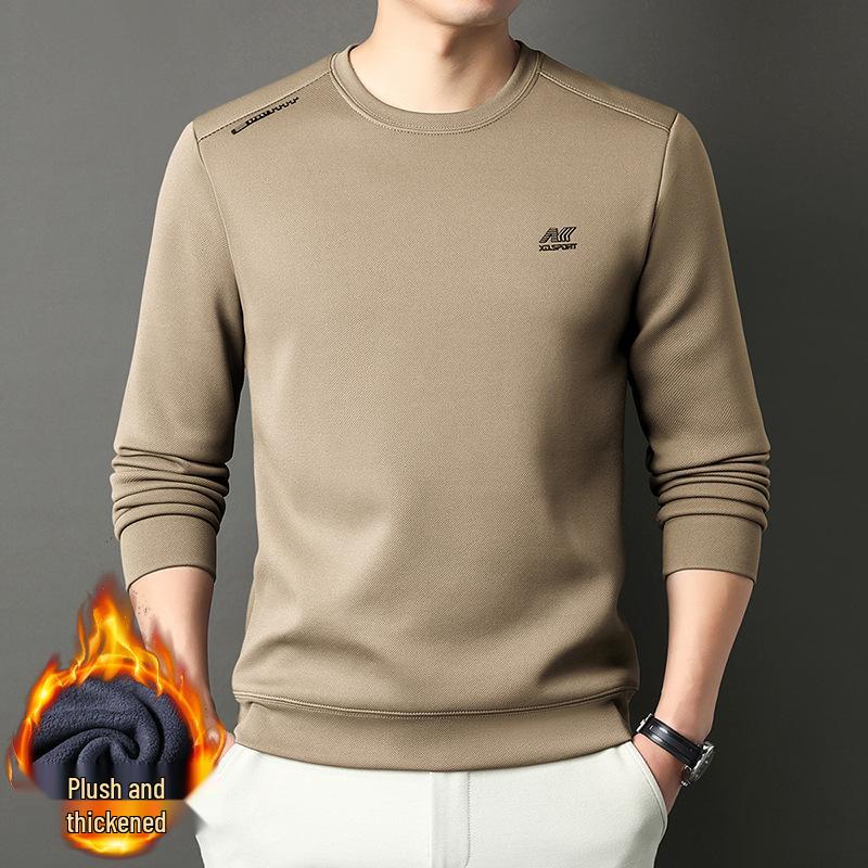 2025 Herren Fleece-gefüttertes lässiges Rundhals warmes Sweatshirt Langarm-T-Shirt Winterkollektion