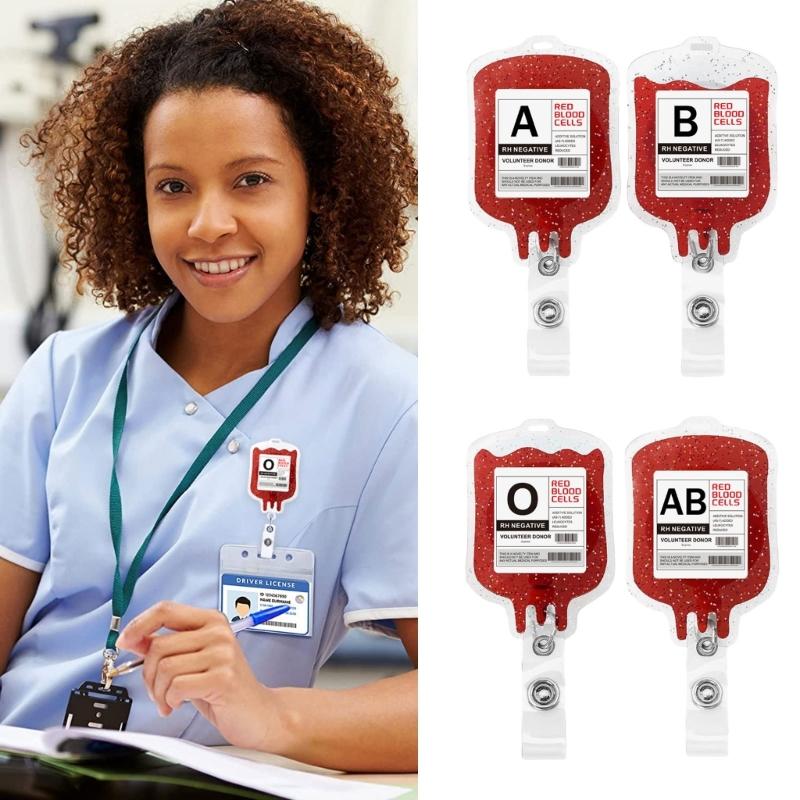 Stylish Blood Type Badge Holder Blood Type Badge Reel Acrylic Material Badge Holder Perfect for Healthcare Professionals
