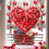 Romantic Red Rose Heart-Shaped Window Stickers for Valentine's Day, Home Decorations