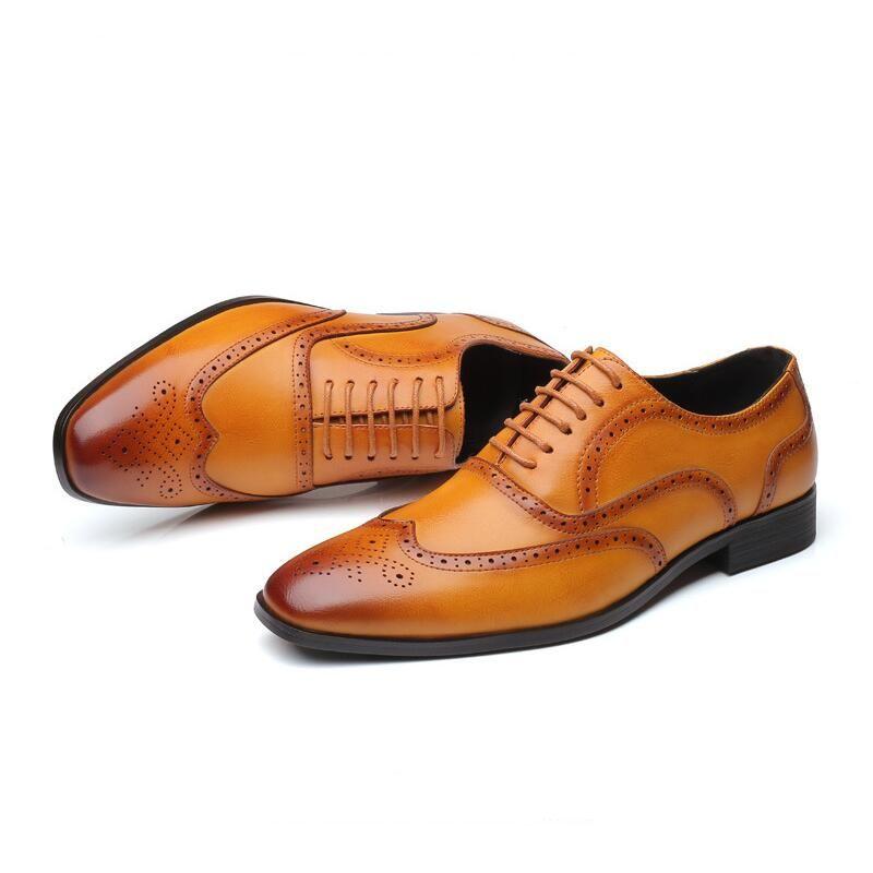 Pánské klasické retro brogue boty Pánské šněrovací kožené společenské kancelářské ploché boty Pánské svatební party oxfordky EUR velikosti 38-48