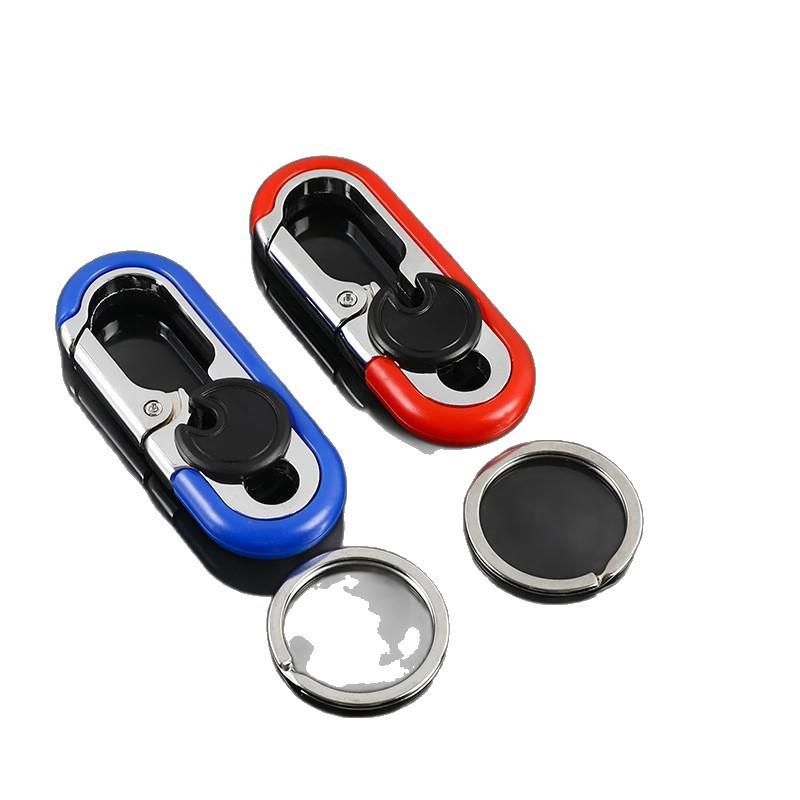 Omeida Unisexowy Stopowy Brelok do Kluczy Samochodowych z Podwójnym Kółkiem i Funkcją Zawieszania na Pasku – Personalizowany Wisiorek Brelokowy na Prezent